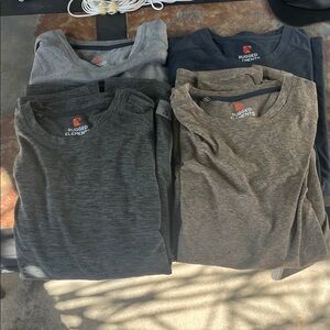 Rugged Elements 4- pack. Men's Long Sleeve Tees - Gray, Blue, Green, Brown large
